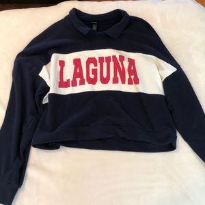 Collared Cropped Laguna Crewneck Sweater